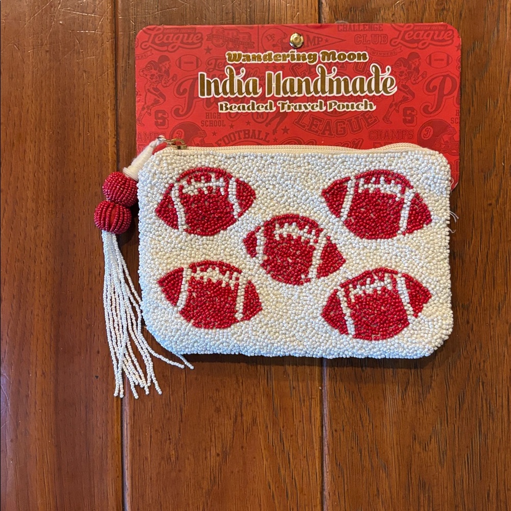 Wandering Moon Beaded Football Travel Pouch